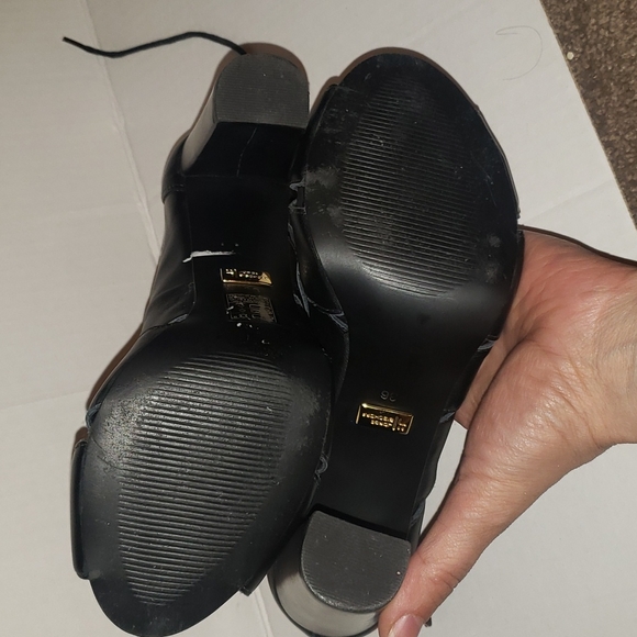 Sexy! JORGE BISCHOFF BLACK LEATHER strappy block heel 6 - Picture 10 of 11